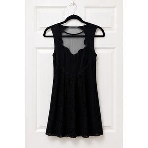 Pins & Needles Urban Outfitters Black Lace Mesh Mini Dress Sleeveless Size 4
